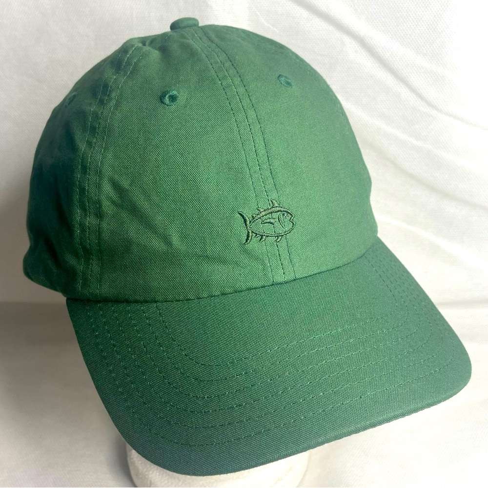 Southern Tide Iconic Logo Green Camo Cap Fish Skipjack Adjustable Leather Hat